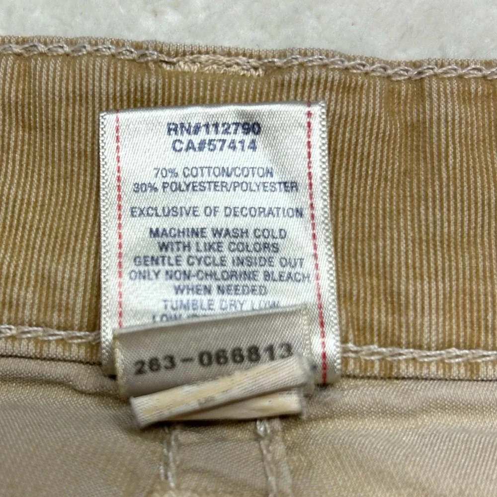 True Religion Ricky Corduroy Khaki Pants Mens 36 Tan Straight Leg Distressed